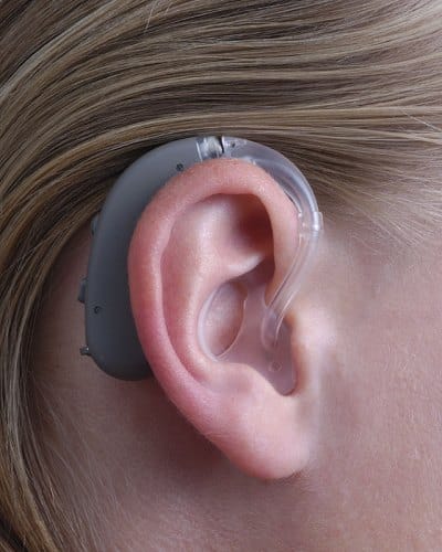bte hearing aid weared by women